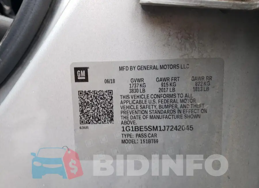 1G1BE5SM1J7242045 Photo# 12