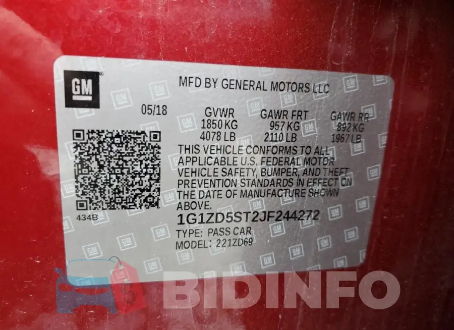 1G1ZD5ST2JF244272 Photo# 12