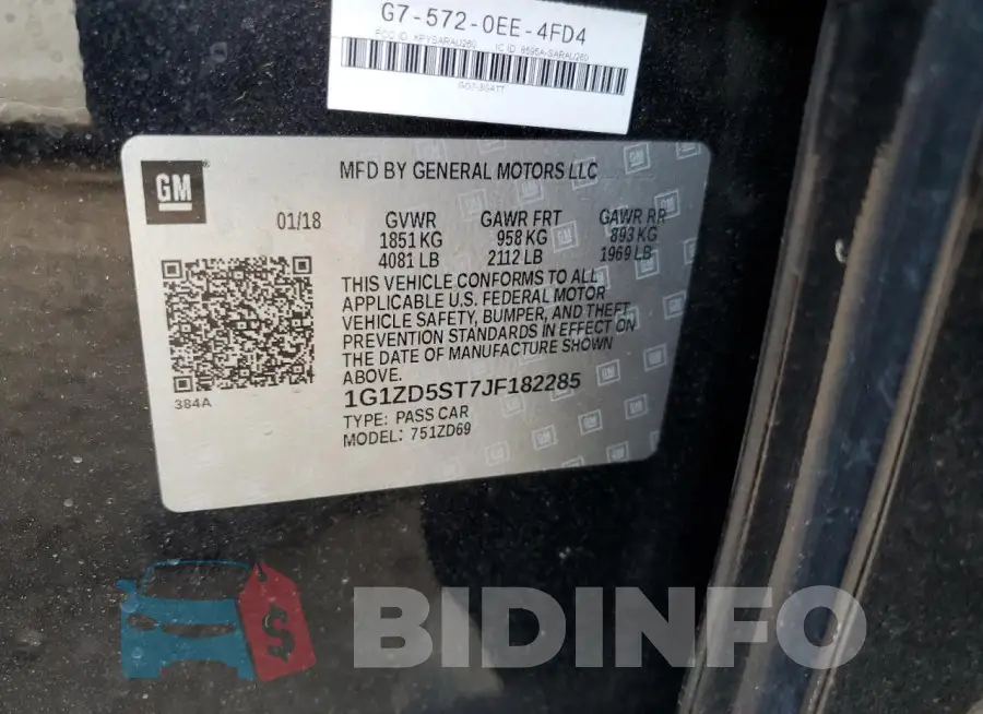 1G1ZD5ST7JF182285 Photo# 12
