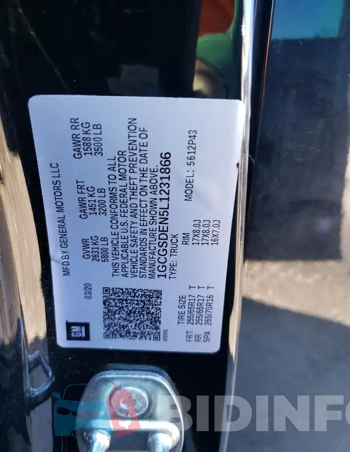 1GCGSDEN5L1231866 Photo# 12