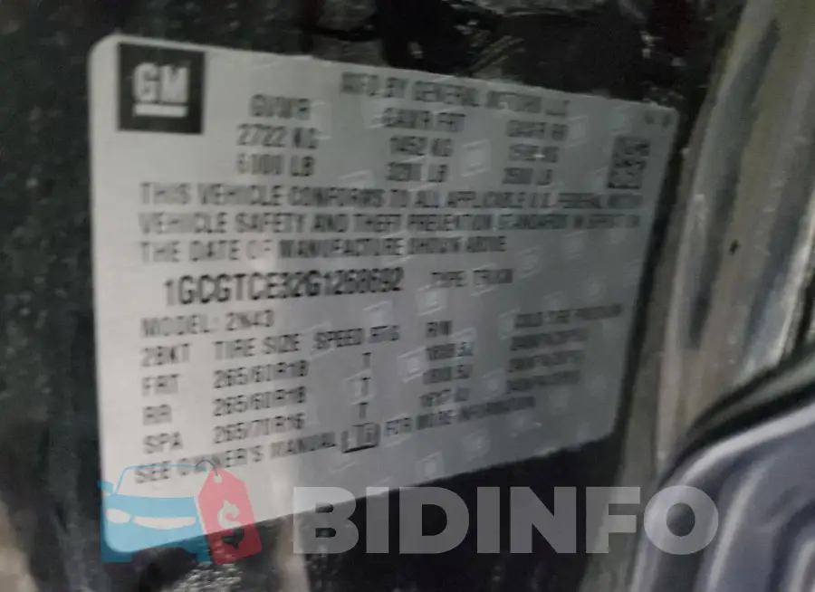 1GCGTCE32G1268692 Photo# 12
