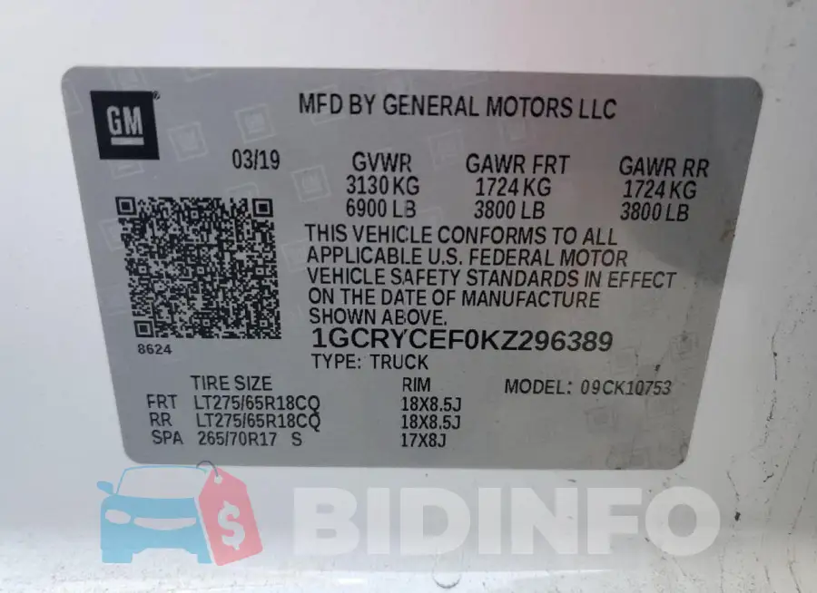 1GCRYCEF0KZ296389 Photo# 12