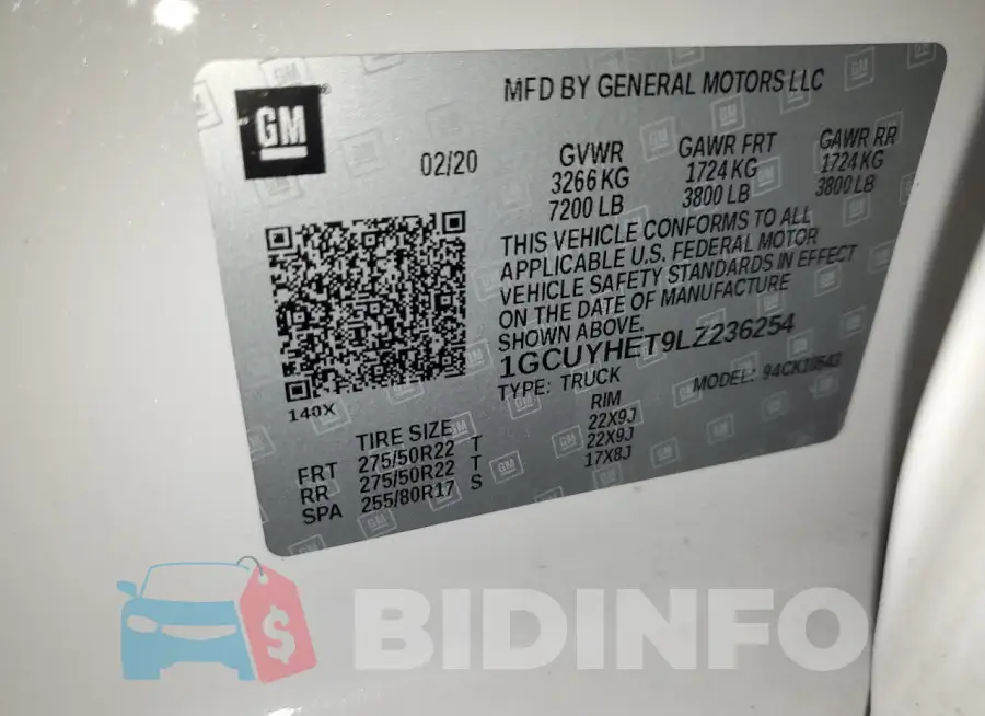 1GCUYHET9LZ236254 Photo# 12