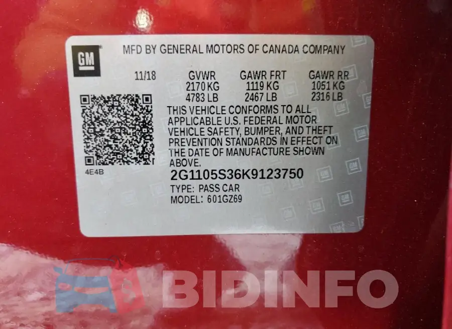 2G1105S36K9123750 Photo# 12