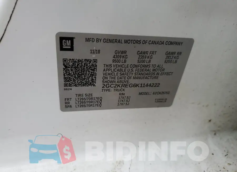 2GC2KREG6K1144222 Photo# 12