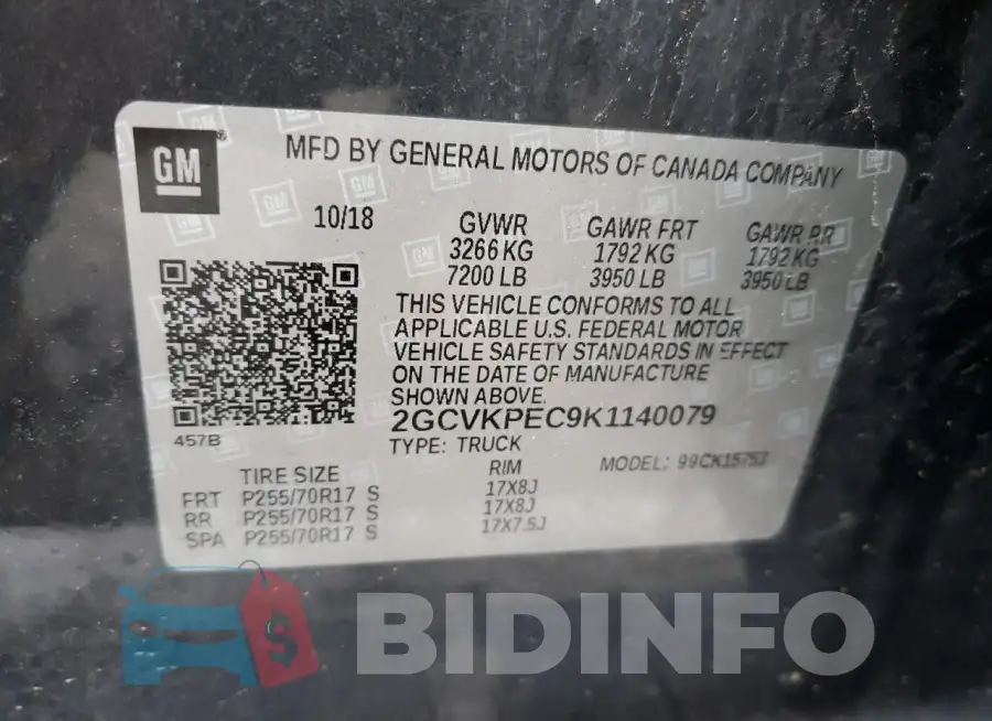2GCVKPEC9K1140079 Photo# 12