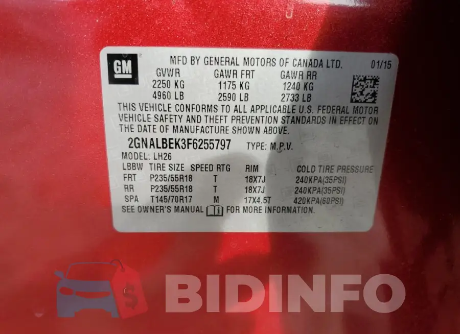 2GNALBEK3F6255797 Photo# 13