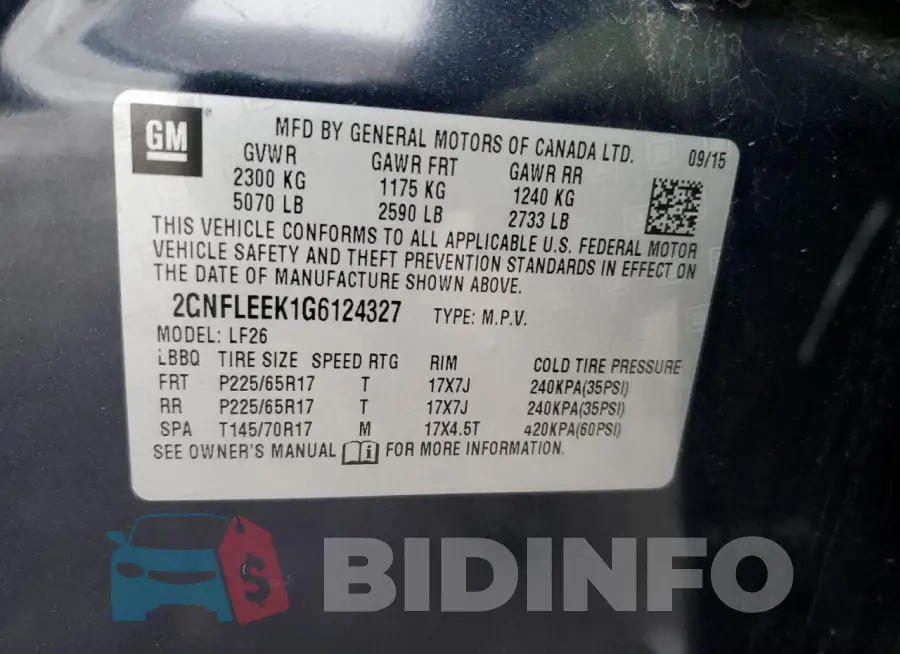 2GNFLEEK1G6124327 Photo# 12