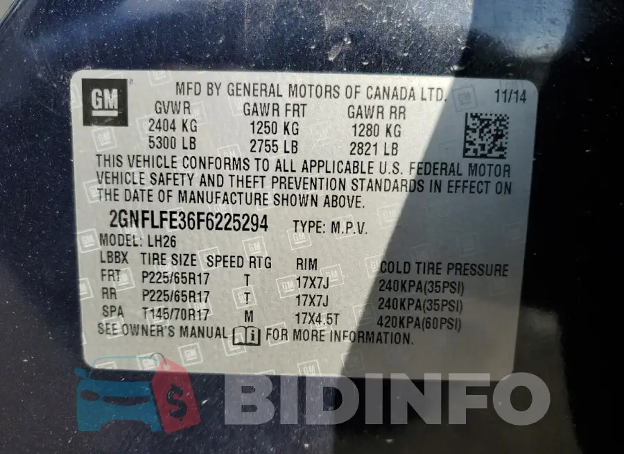 2GNFLFE36F6225294 Photo# 13