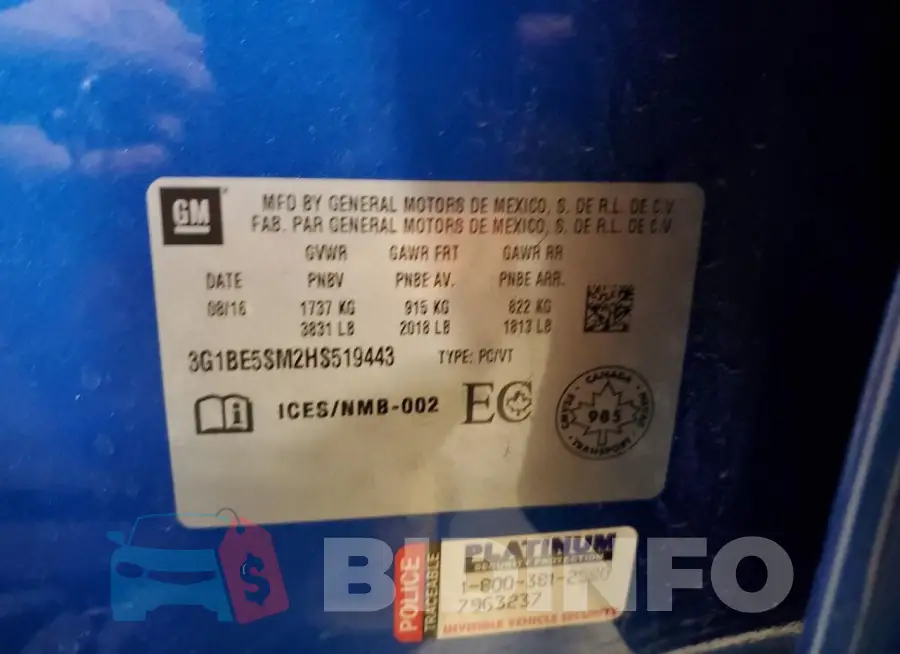 3G1BE5SM2HS519443 Photo# 13