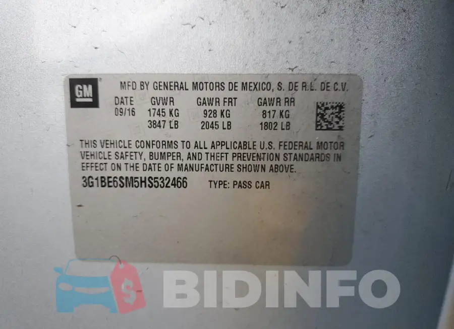 3G1BE6SM5HS532466 Photo# 12