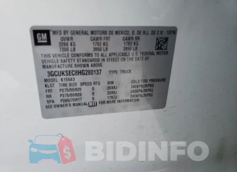 3GCUKSEC8HG280137 Photo# 12