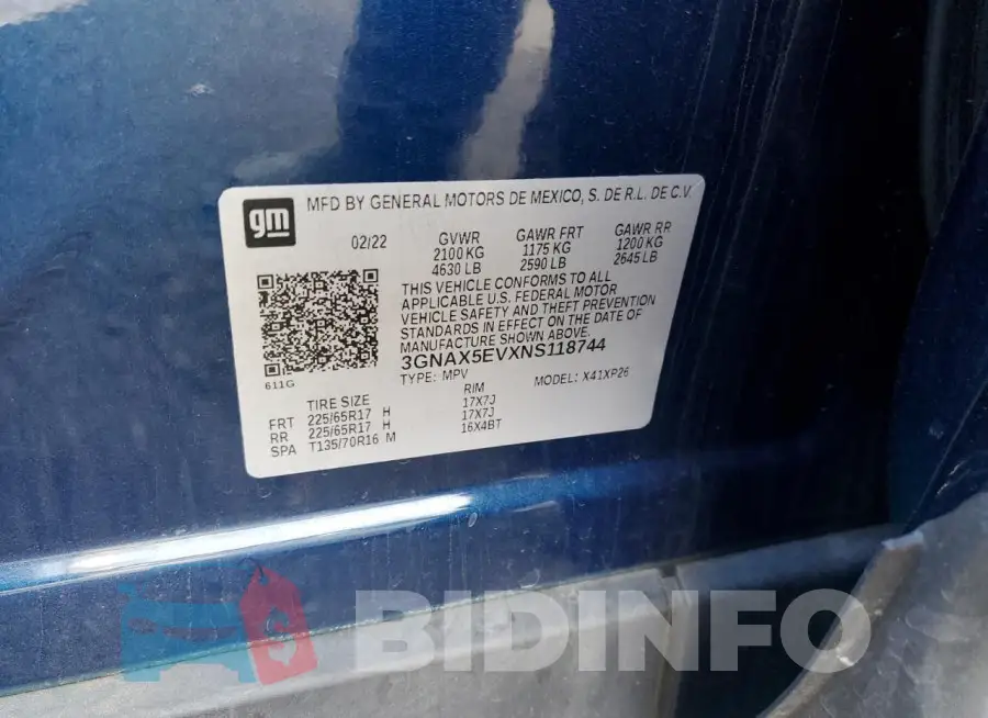 3GNAX5EVXNS118744 Photo# 14
