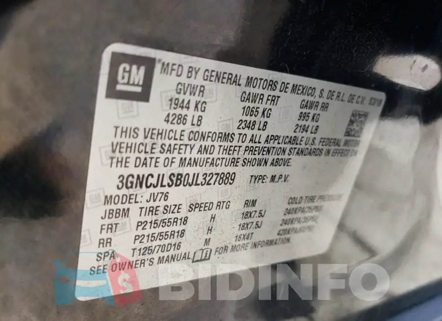 3GNCJLSB0JL327889 Photo# 12