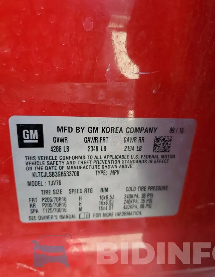 KL7CJLSB3GB533708 Photo# 13