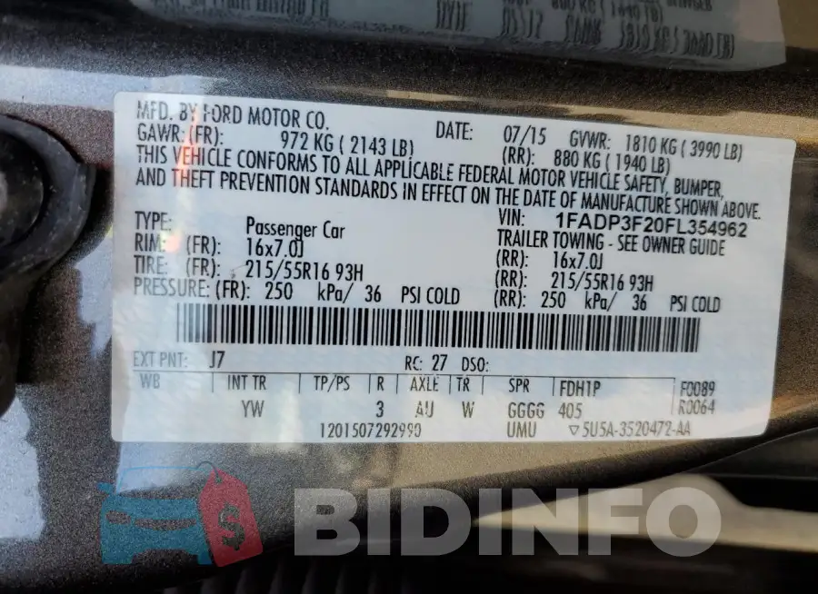 1FADP3F20FL354962 Photo# 12