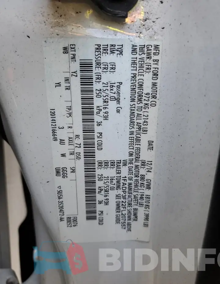 1FADP3F22FL207557 Photo# 12
