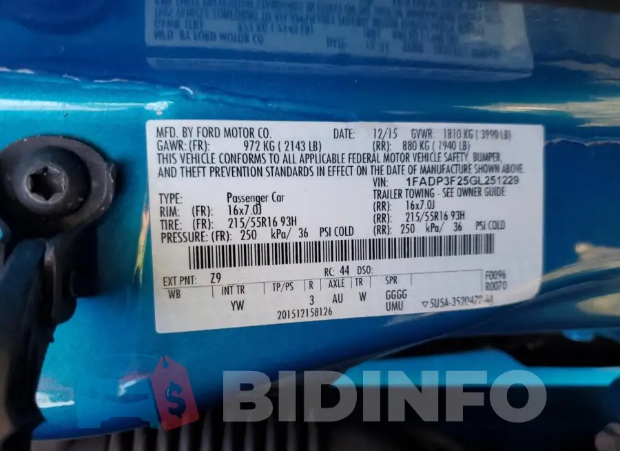 1FADP3F25GL251229 Photo# 12