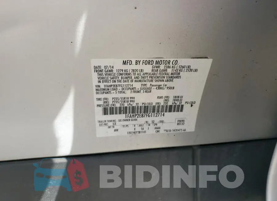 1FAHP2E87FG112714 Photo# 12