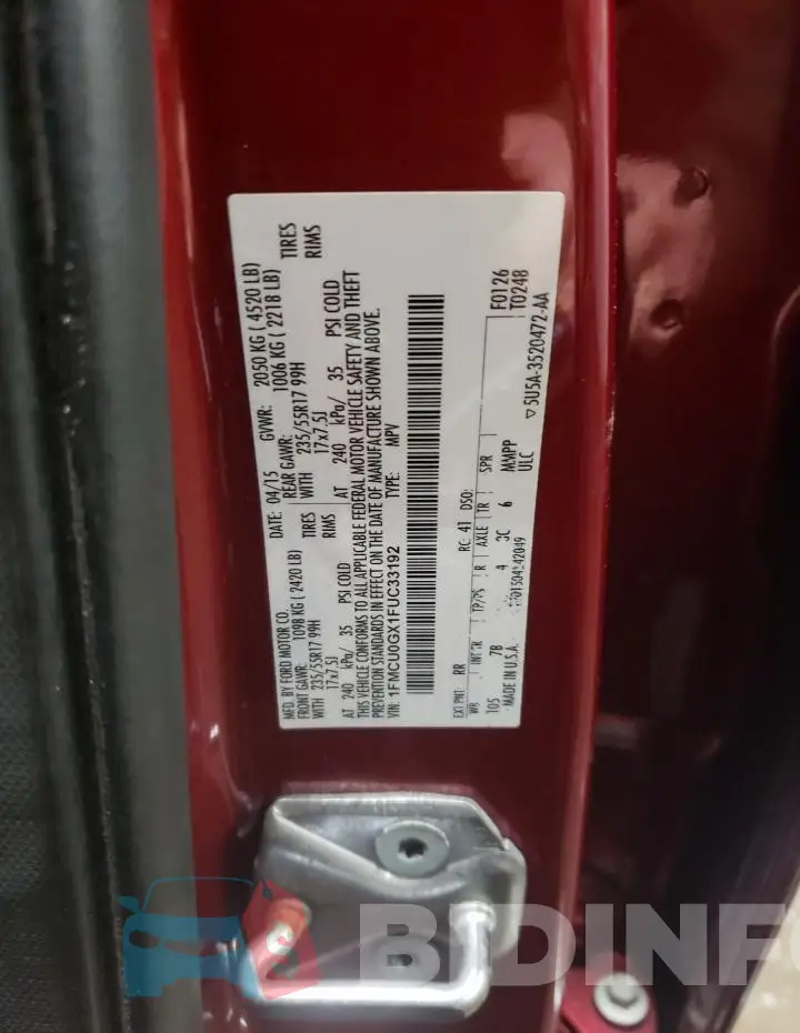 1FMCU0GX1FUC33192 Photo# 12