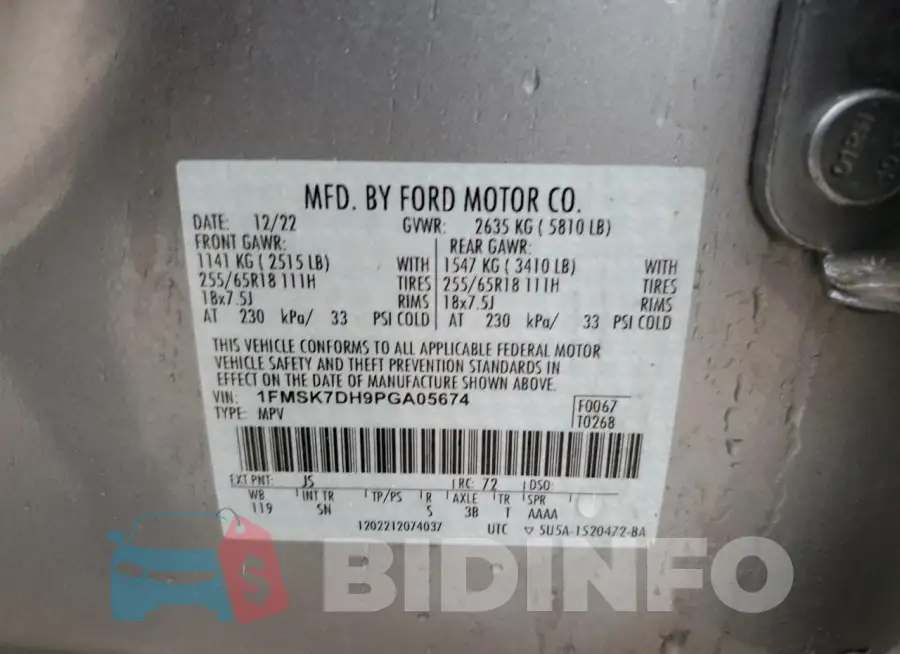 1FMSK7DH9PGA05674 Photo# 13