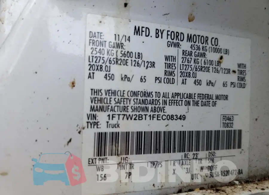 1FT7W2BT1FEC08349 Photo# 12