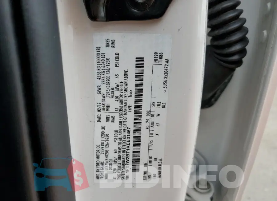 1FT7W2BT1KEE31467 Photo# 12