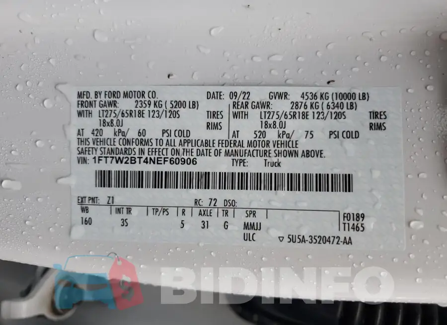 1FT7W2BT4NEF60906 Photo# 12