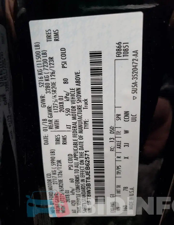 1FT8W3BT8JEB62571 Photo# 12