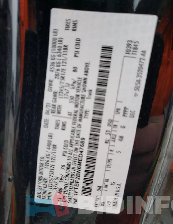 1FTBF2BN6MED47689 Photo# 12