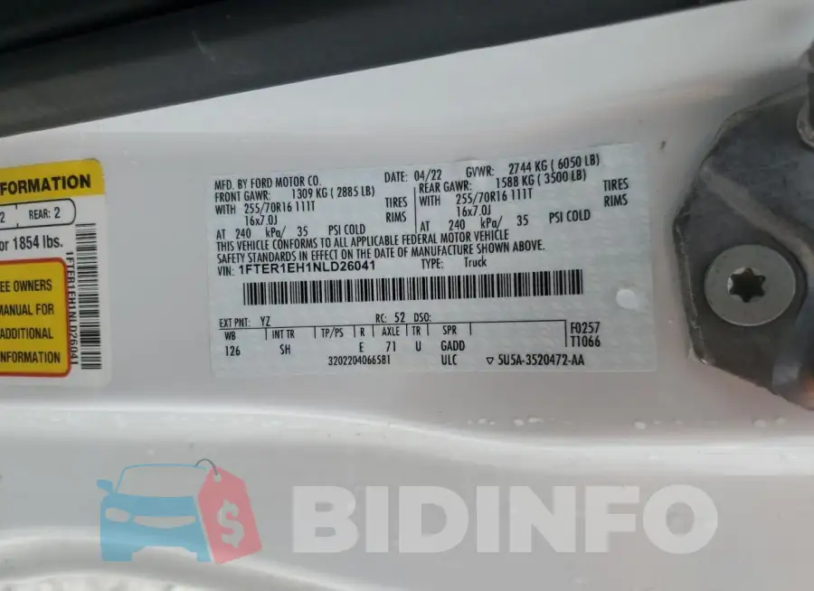 1FTER1EH1NLD26041 Photo# 12