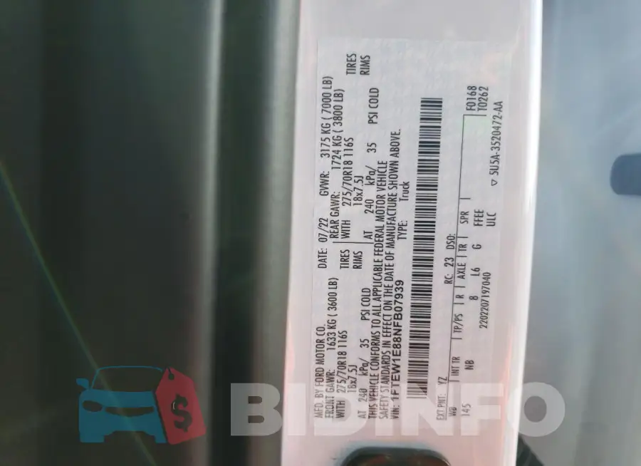 1FTEW1E88NFB07939 Photo# 12