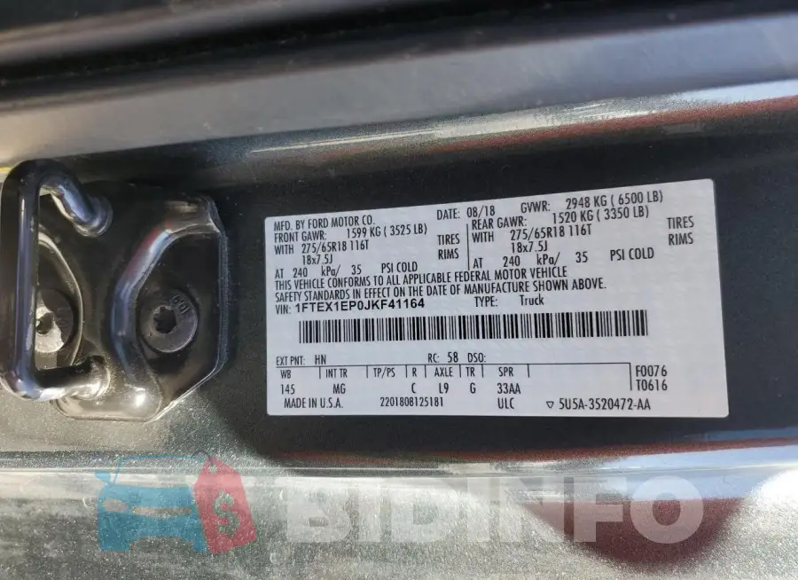 1FTEX1EP0JKF41164 Photo# 12