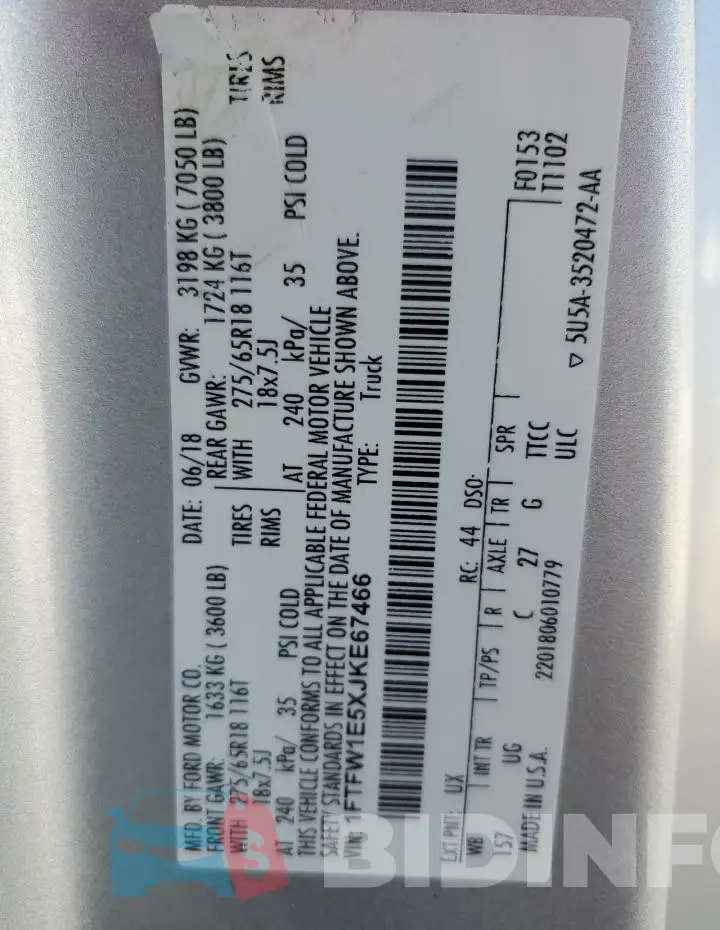 1FTFW1E5XJKE67466 Photo# 12