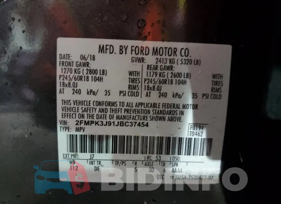 2FMPK3J91JBC37454 Photo# 14