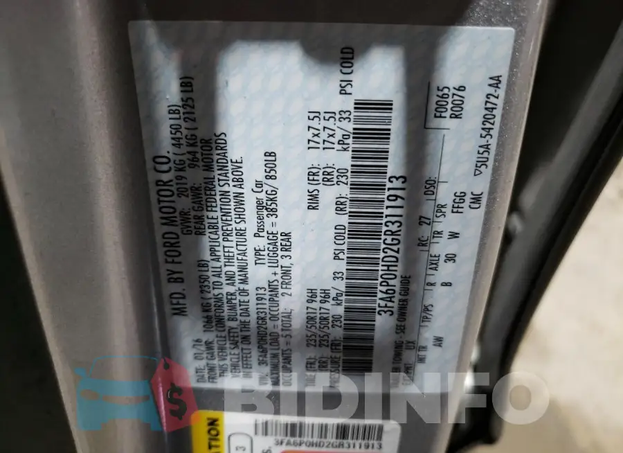3FA6P0HD2GR311913 Photo# 12