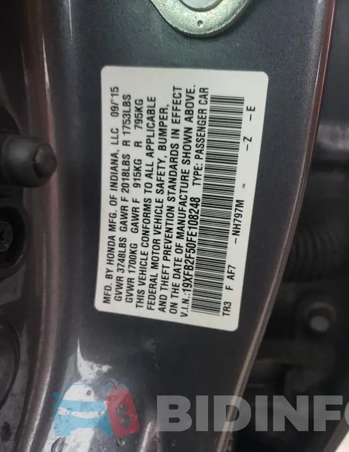 19XFB2F50FE108248 Photo# 12