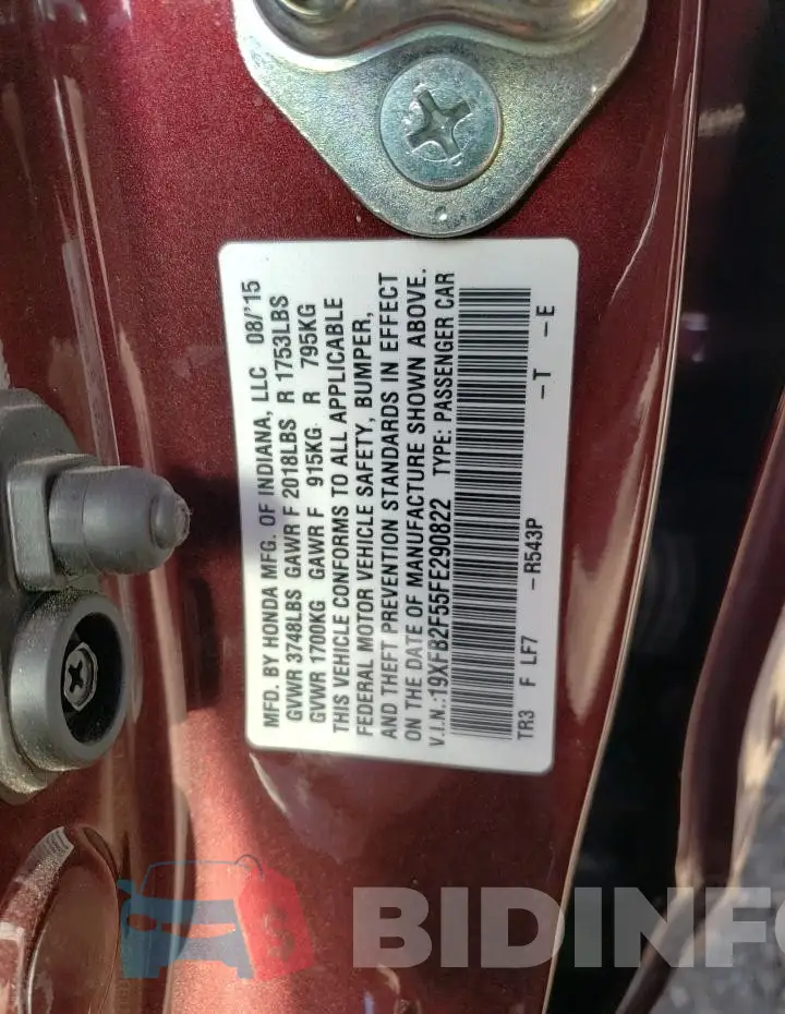 19XFB2F55FE290822 Photo# 12