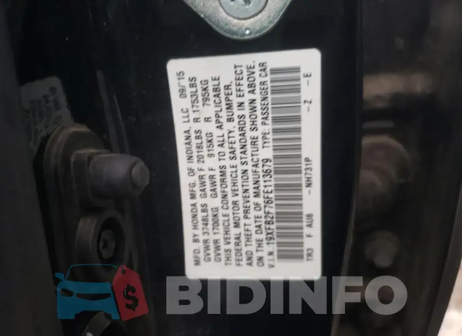 19XFB2F76FE113679 Photo# 12