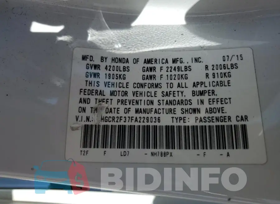 1HGCR2F37FA229036 Photo# 12