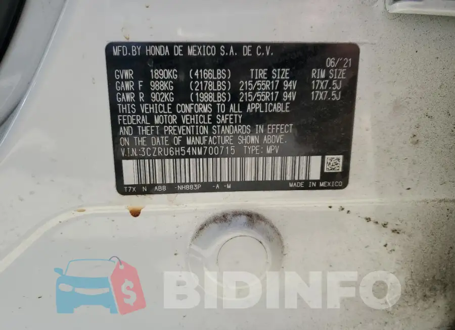 3CZRU6H54NM700715 Photo# 14