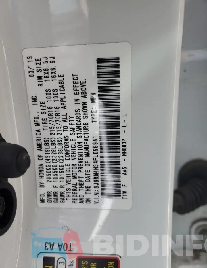 5J6RM4H34FL058941 Photo# 13