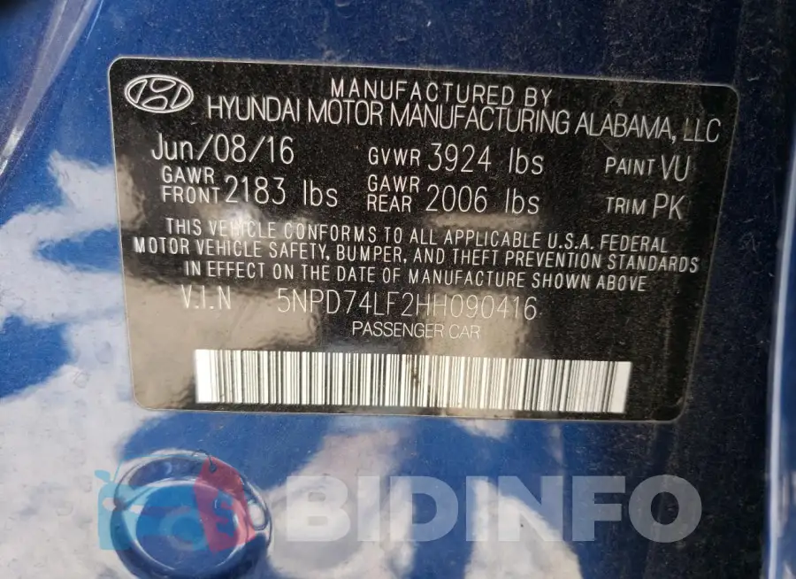 5NPD74LF2HH090416 Photo# 12