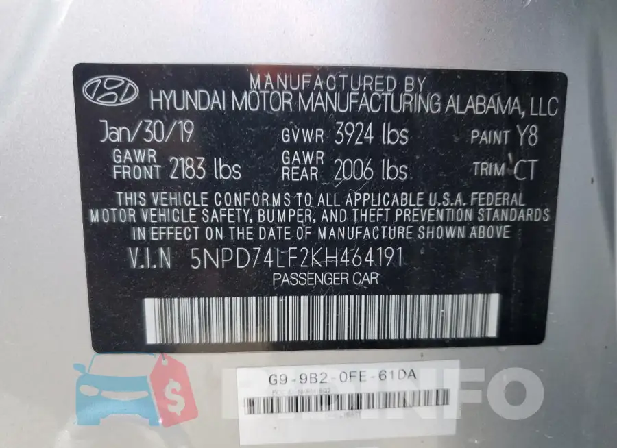 5NPD74LF2KH464191 Photo# 12