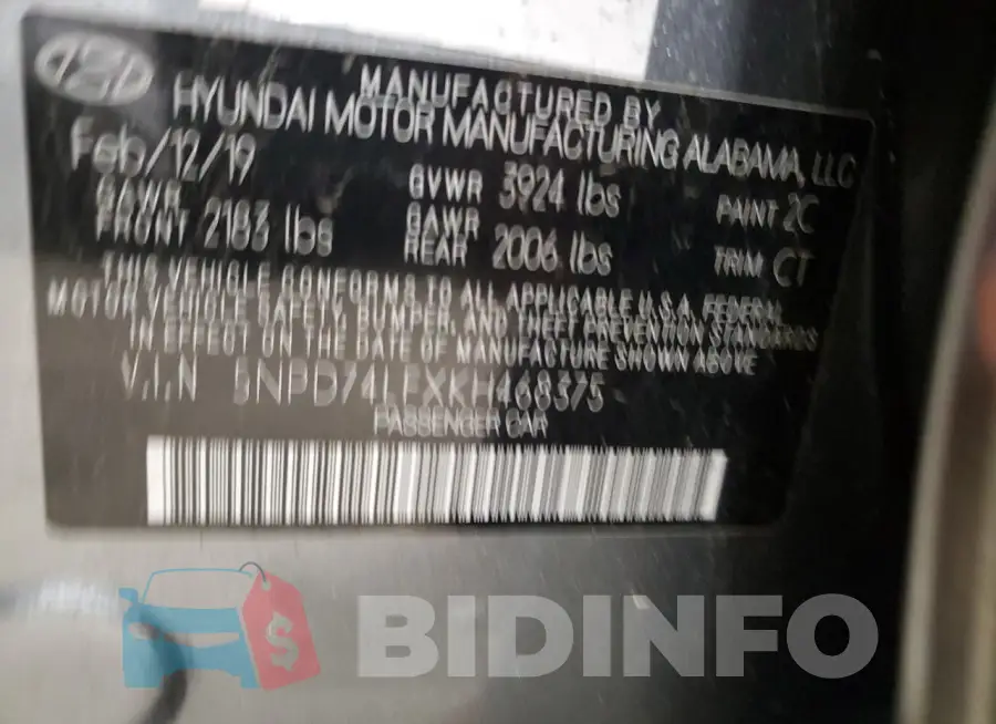 5NPD74LFXKH468375 Photo# 12