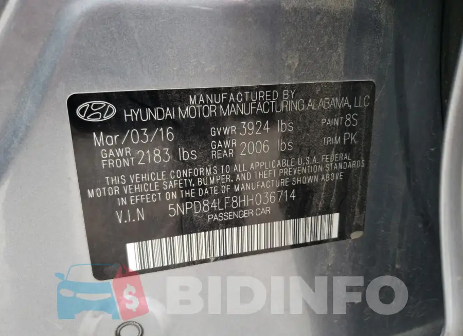 5NPD84LF8HH036714 Photo# 12