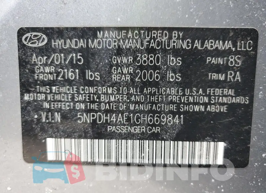 5NPDH4AE1GH669841 Photo# 12
