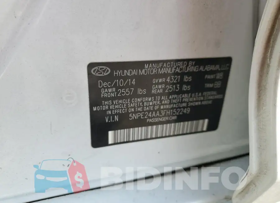 5NPE24AA3FH152249 Photo# 12