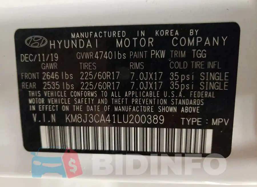 KM8J3CA41LU200389 Photo# 13