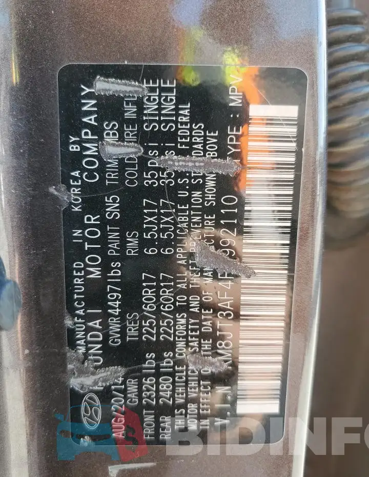 KM8JT3AF4FU992110 Photo# 13